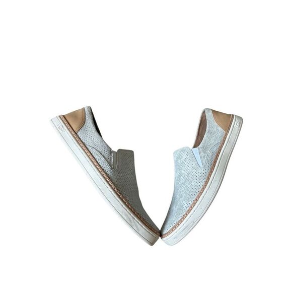 UGG Women's Adley Perf Sneakers size 7.5 Silver Suede Leather Perforated Slip On - Picture 3 of 9